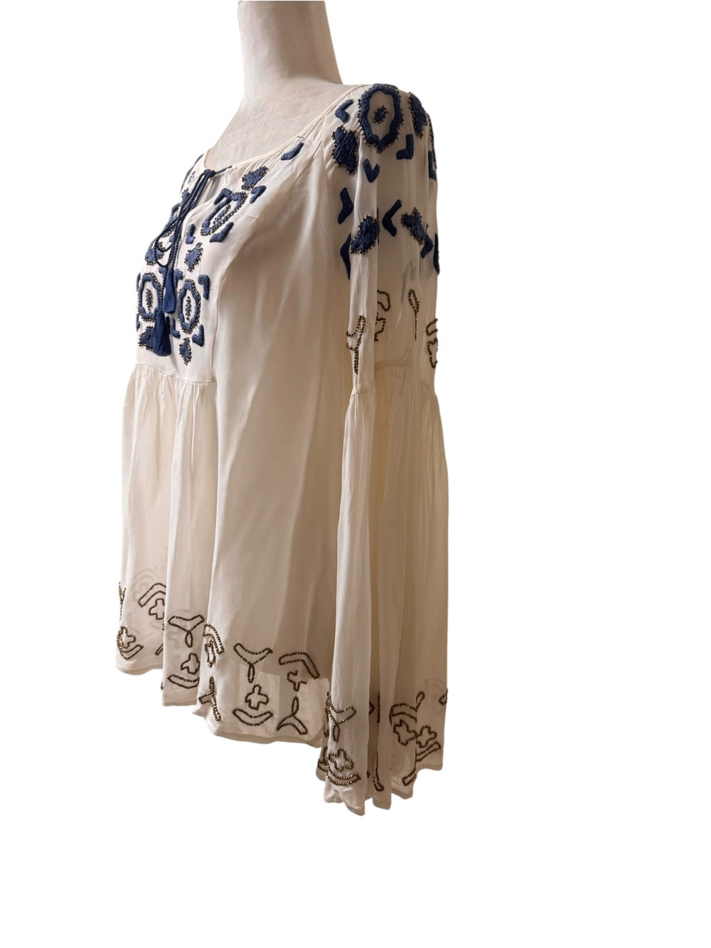 Anthropologie Vanessa Virginia boho whimsigoth bellsleeves peasant top sz 8 - Picture 5 of 7